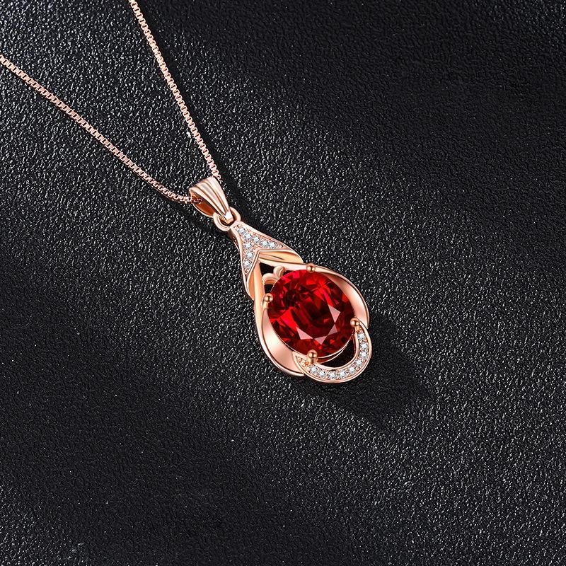 Product Introduction of Live Hot Sale Ruby Diamond Jewelry Suit Flower Design Ring Pigeon Blood Red Tourmaline Ear Stud Pendant Necklace 2