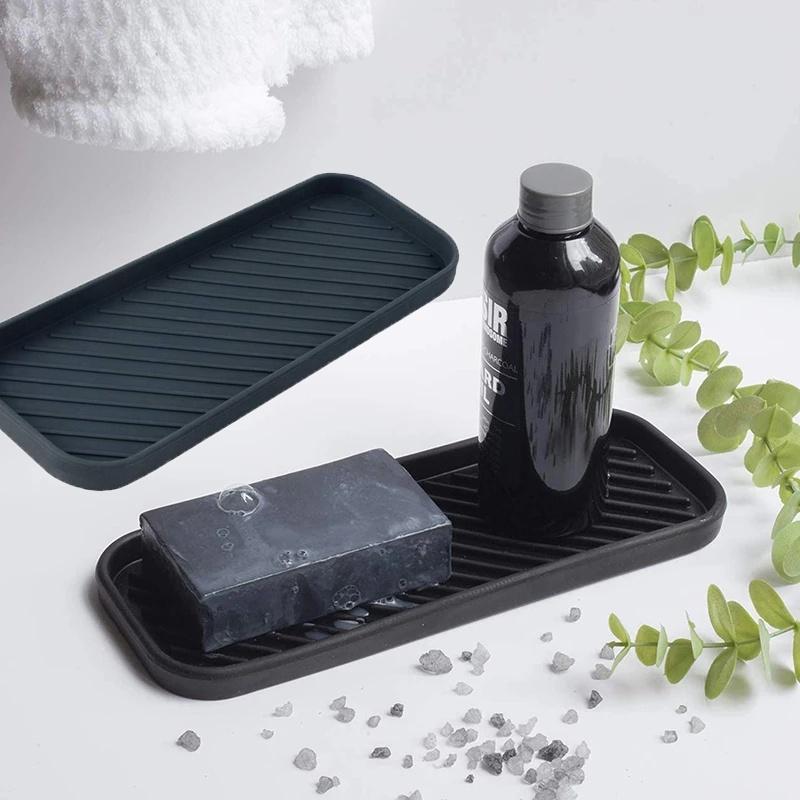 Silicone Draining Storage Tray Non-slip Soap Sponge Holder Kitchen Sink Drain Pad 3
