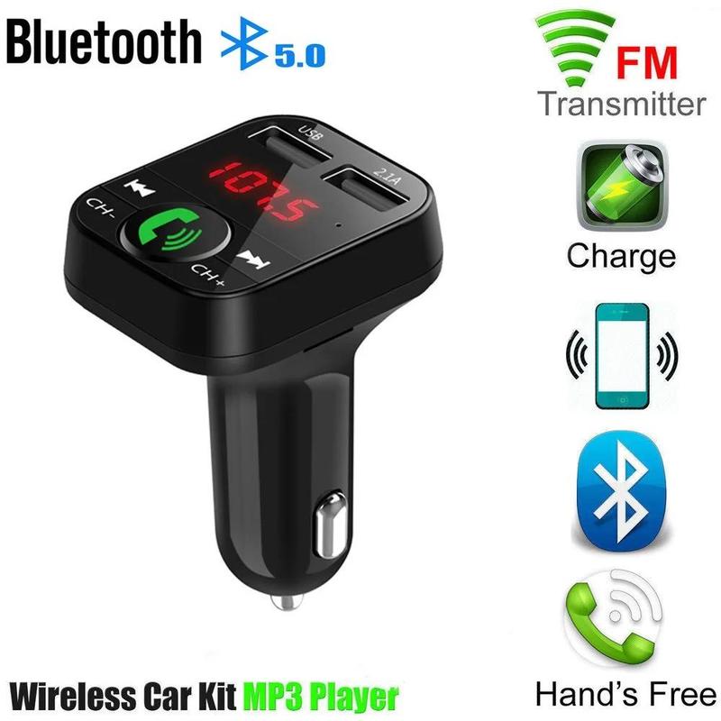 Product Introduction of Car FM Transmitter, Wireless Bluetooth-compatible Hands-free MP3 Audio Music Player, Dual USB Radio Modulator Car Kit, 2.1A Car Charger 5