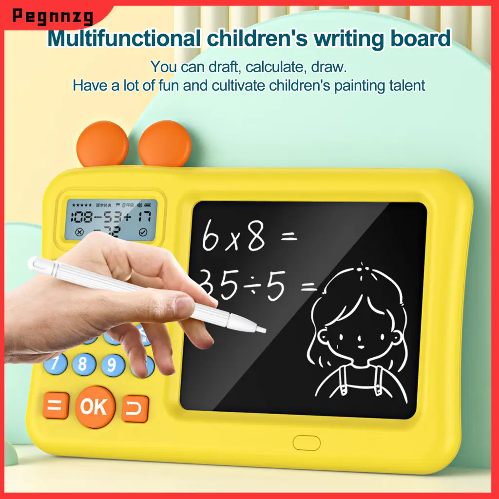 Pegnnzg- Academic Success Tool Writing Tablet Math Learning Game with Sketch Pad Rechargeable Electronic Writing Board for Kids Educational Toy for Fun Math Practice Lightweight