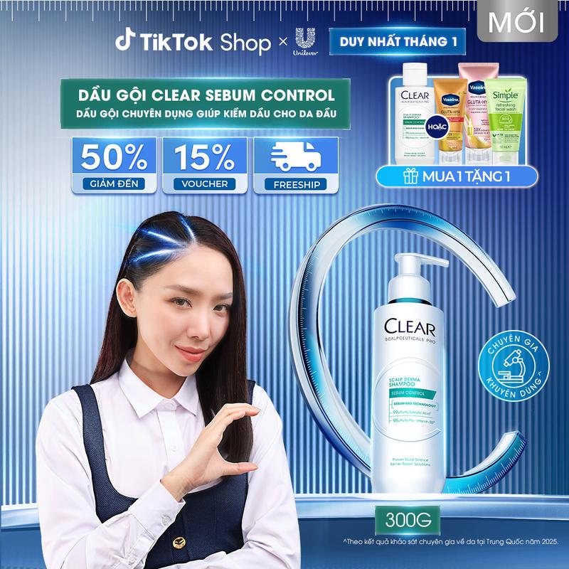 1 DẦU GỘI CHUYÊN DỤNG GIÚP KIỀM DẦU CHO DA ĐẦU Clear Sebum Control 300G