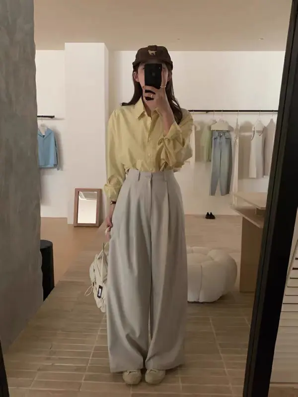 Áo sơ mi dài nữ chất lụa cát ít nhăn form rộng dáng lượn đuôi tôm SUMIISHOP mã SM02 1