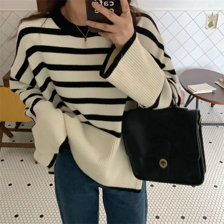 【READY STOCK】 bajukebayaloose Blaus Wanita O-Leher Lengan Panjang Baju Rajut Atasan Sweater Longgar zeronee-my01 Knitwear Satu saiz/40kg-60kg kelly knitwear