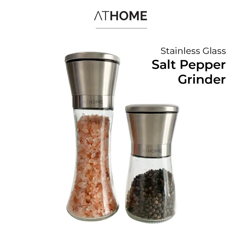 ATHOME Stainless Glass Salt Pepper Grinder / Botol Penggiling Garam Lada Manual 0
