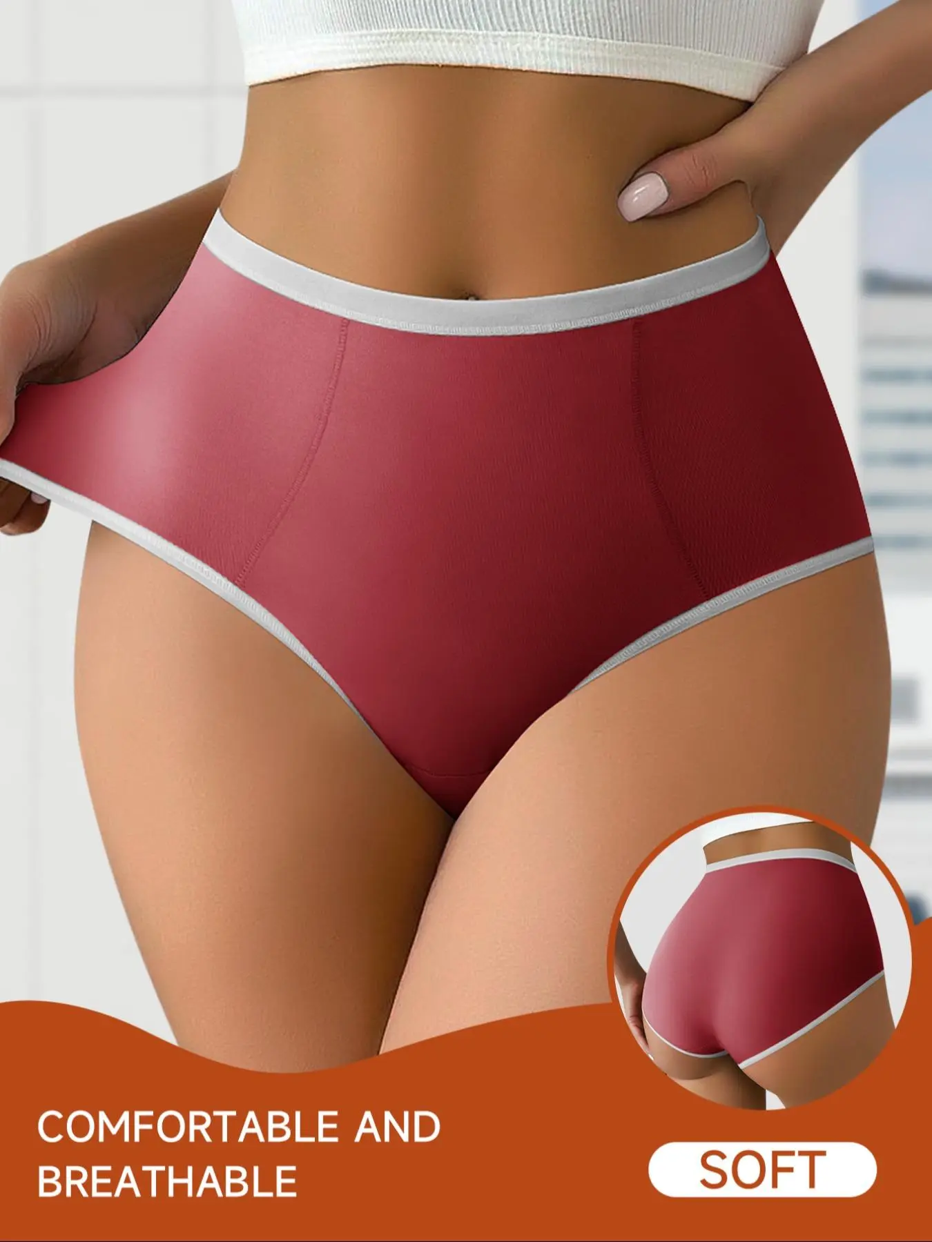 Women's Contrast Trim Brief, Casual Comfy Breathable Panty for Daily Wear, Ladies Underwear for All Seasons