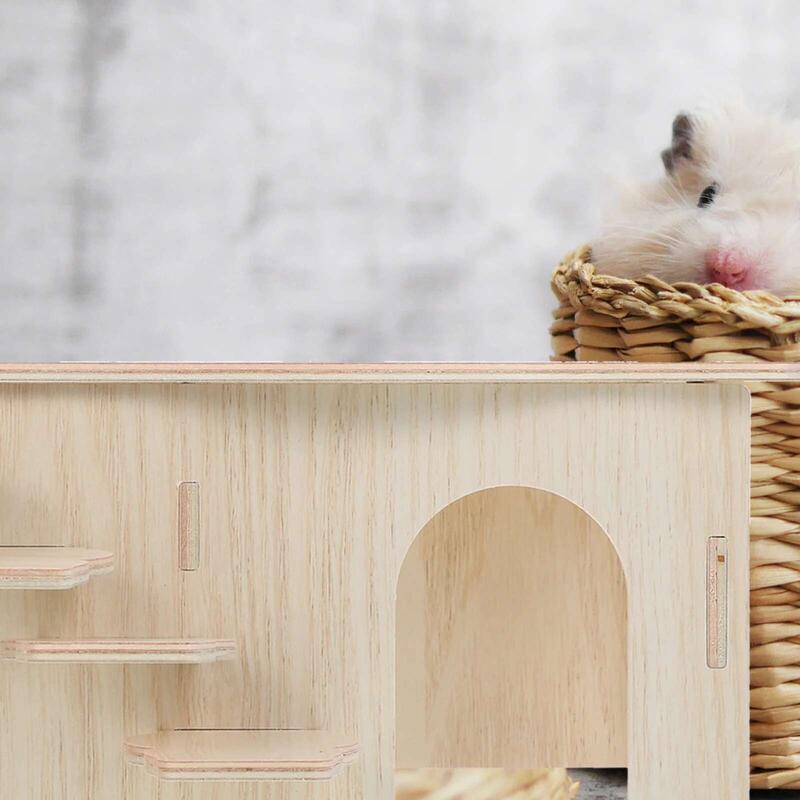 Product Introduction of Rabbit Hamster House Guinea Pig Decorate Wooden Mouse Habitat Travel Toys for Babies 17