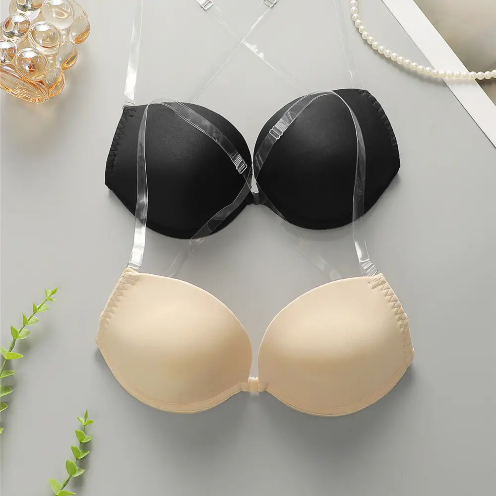 GF Strapless Bra Woman's Invisible Tube Tops Solid Seamless Push Up Bra Wireless Mold Cup Bralette Lingerie For Wedding Dress