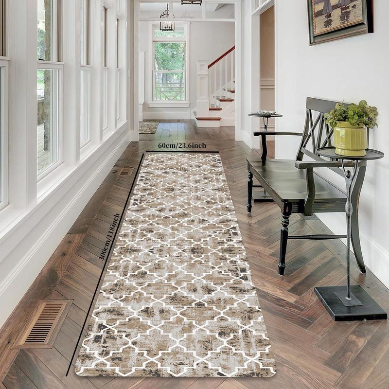 Modern Abstract Geometry Hallway Runner Rug, Non-slip Soft Washable Bed Carpet, Long Rug for Entryway Bedroom Kitchen Bathroom 4