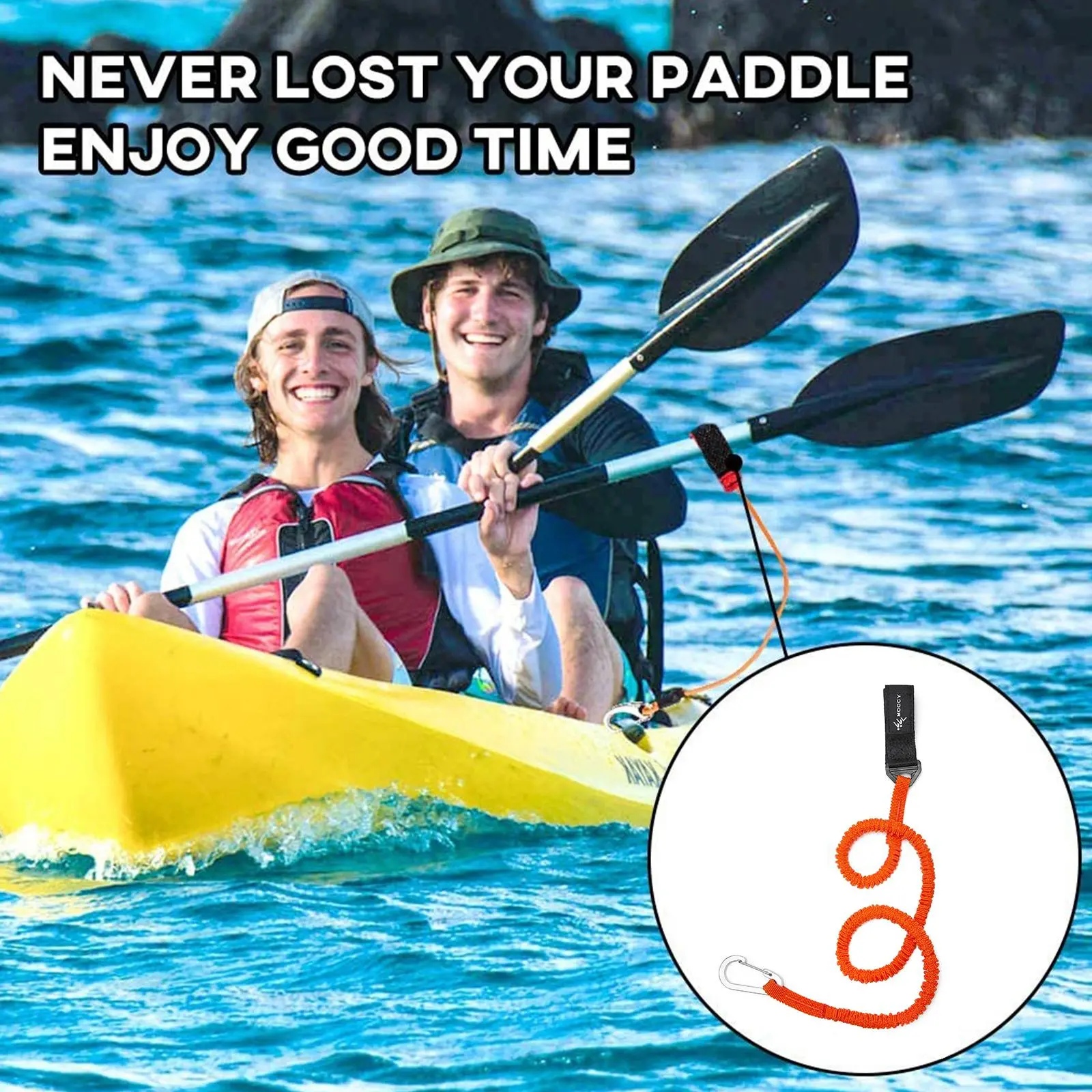Elastic Kayak Paddle Leash Safety Hook Fishing Rod Pole Coiled Lanyard Cord Stretchable Kayak Paddle Coiled Leash Kayak Paddles