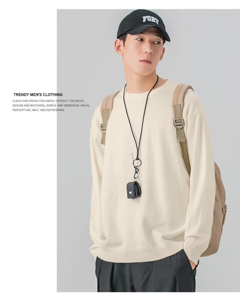 Product Introduction of ZOCI 2024 Áo Len Dệt Kim Cổ Tròn Mới Áo Dáng Rộng Thời Trang Phong Cách Hàn Quốc Cho Nam Menswear Shirt 26