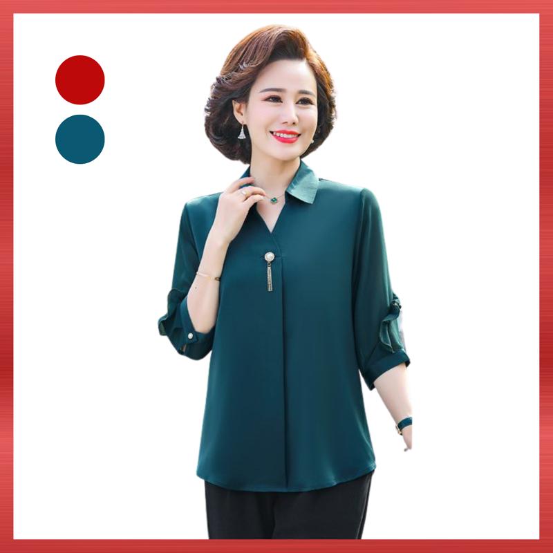 Áo Trung Niên Nữ A449, Mẫu Sơ Mi Voan Cho Mẹ Tay Lỡ Đính Phụ Kiện Sang Trọng, Top Shirt Thời Trang Trung Niên NP Clothing U60