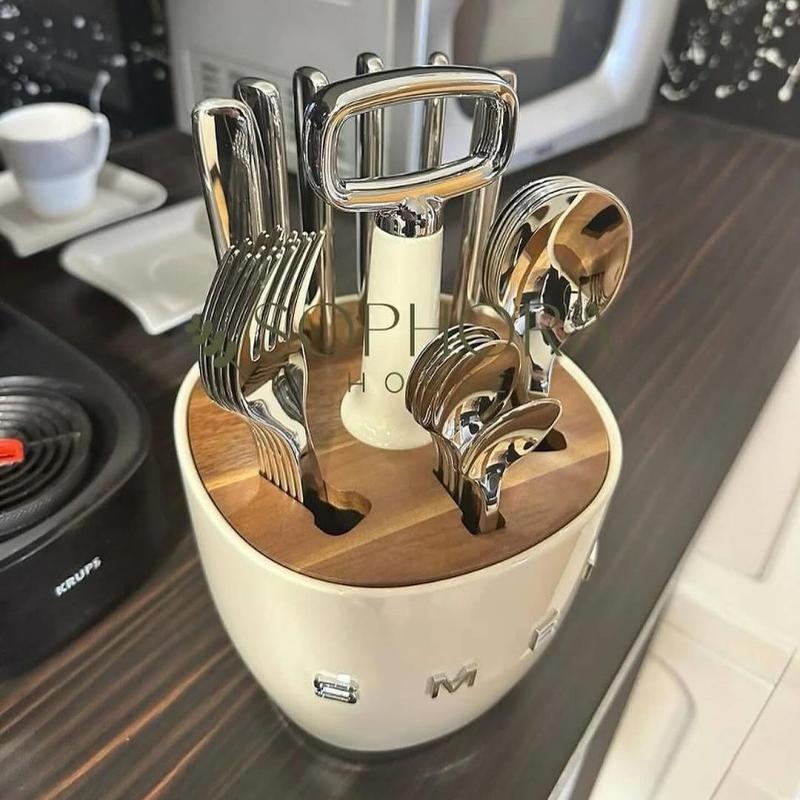 Giá đựng dao kéo Ý SMEG,Bộ dao thìa dĩa dành cho gia đình,giới hạn bằng thép không gỉ 304 Giá đựng dao kéo 2