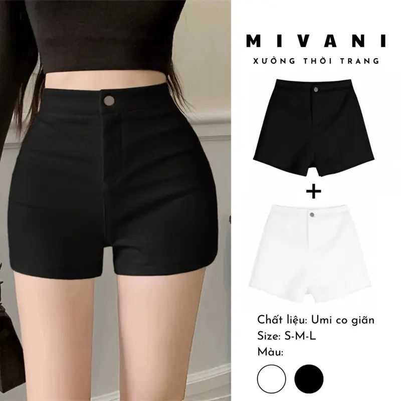 (Combo 2 chiếc) Quần Đùi Nữ Lưng Cao MIVANI chất vãi Umi hàn co giãn siêu hăc dáng