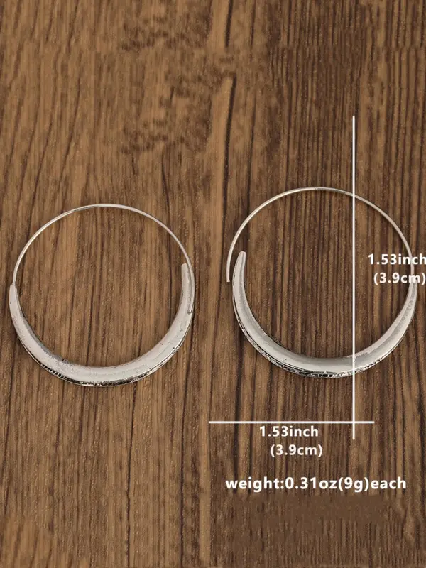 Women's Boho Style Round Shaped Hoop Earrings, Vintage Trendy Hoop Earrings, Chic Gorgeous Jewelry As Gift for Girlfriend 1
