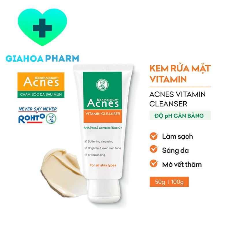 Kem rửa mặt vitamin Acnes Cleanser giúp dưỡng da sau mụn sáng khỏe mịn màng mờ sẹo và giảm nhanh thâm mụn 