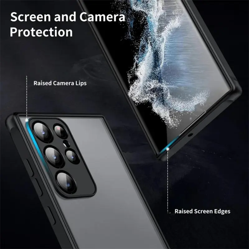 Frosted Translucent Phone Case, 1 Count Anti-fall Fully Edged Mobile Phone Case, Shockproof Cases Cover Compatible with Samsung Galaxy S24 S23 S22 S21 Plus S24 Ultra 5G 2