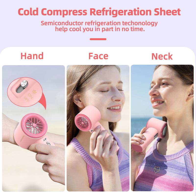 【GOOJODOQ*BO TRẦN 】Quạt sò lạnh-Sạc mini- ốp bảo vệ ngẫu nhiên GOOJODOQ 100 tốc độ gió có thể điều chỉnh màn hình kỹ thuật số cầm tay Làm lạnh và nén đá Phụ Kiện 5