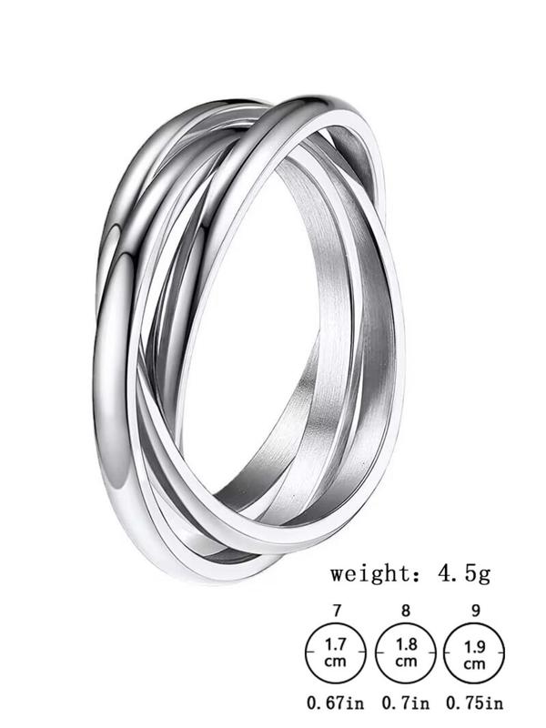Triple Stacking Ring, Stainless Steel Jewelry, Fashion Accessories for Both Men & Women, Trendy All-match & Exquisite Jewelry for Birthday Gift 1