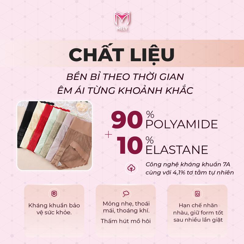 Quần lót lụa polylactic nữ 2455 cạp cao lượn sóng kháng khuẩn 7A thoáng khí Women 3
