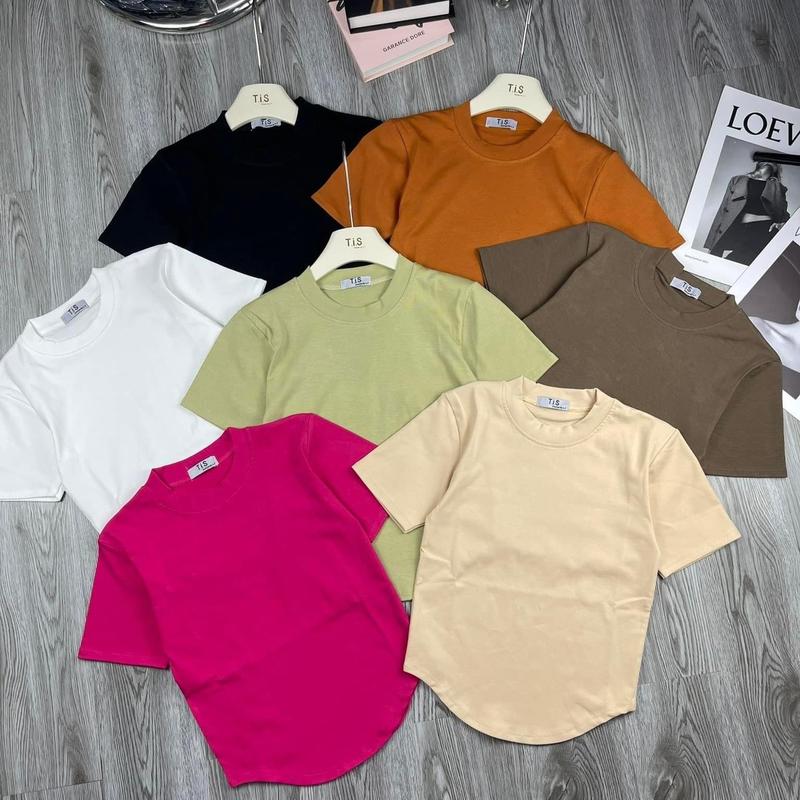ÁO THUN TRƠN VẠT BẦU,ÔM GỌN,CO DÃN,FROM NGẮN LỬNG