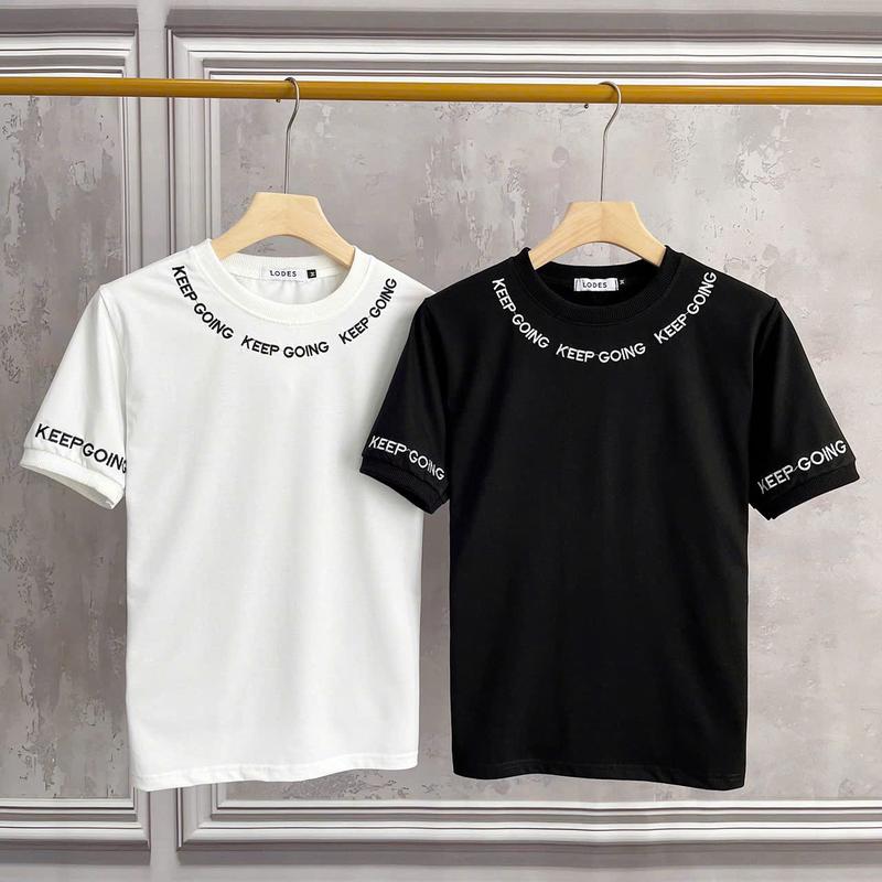 Áo thun nam Unisex cổ tròn thêu chữ vòng cổ,viền tay phối bo cổ phong cách trẻ trung Menswear Tre vl
