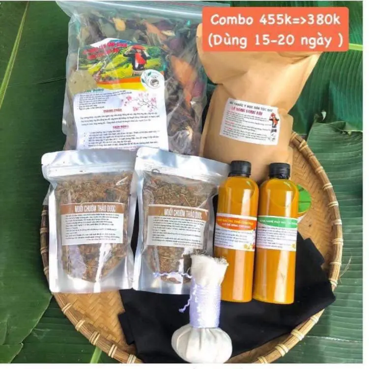 (Tặng cao nghệ đắp mặt) combo chắm sóc  mẹ sau sinh  quyên lá tắm