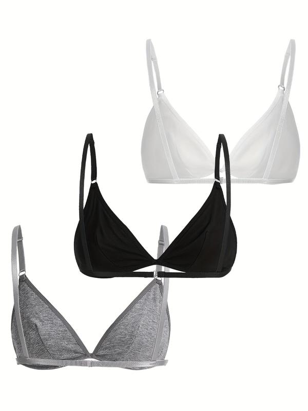 Women's Plain Ribbed Wireless Triangle Bra, Elegant Adjustable Spaghetti Strap Push Up Lingerie Top, Soft Comfortable Lingerie for All Seasons, Bra Pack 1