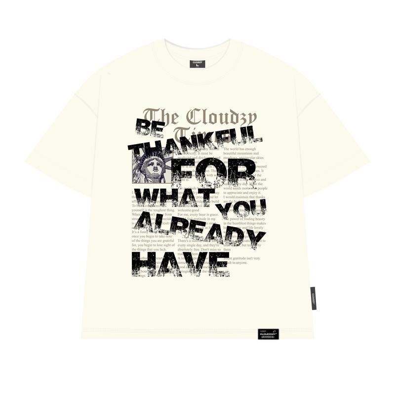 Product Introduction of Áo thun boxy nam local brand Cloudzy unisex phông tay lỡ nữ cotton phối màu form rộng boxy cổ tròn đen oversize THANKFUL240GMS Sản phẩm 9