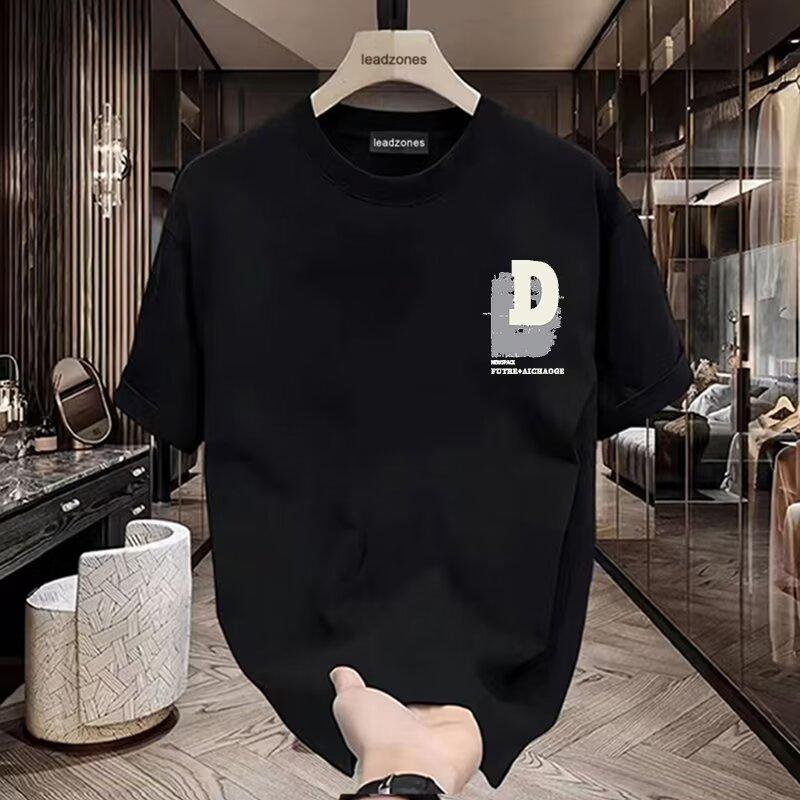 Product Introduction of Cotton 250gsm summer short sleeved T-shirt for men, casual, trendy, fashionable, printed T-shirt, round neck, sports, breathable 2