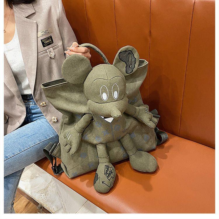 Product Introduction of Ba Lô Vải Bố Búp Bê Mickey, Thời Trang, Phong Cách Phương Tây Thường Ngày Sức Chứa Lớn, Thích Hợp Đi Du Lịch, Túi Đi Học Học Sinh, Hàng Mới Về Năm 2024 Nam Bag Backpack Đeo Vai 15