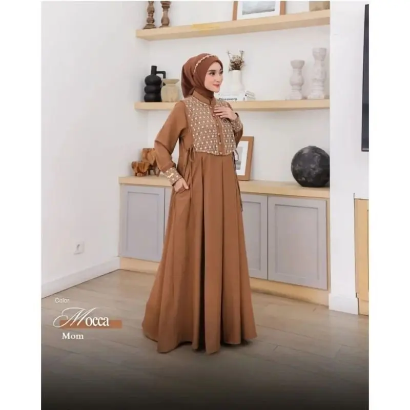 Sarimbit Lebaran 2025 Model Gamis Terbaru Sabrina Couple Series Ibu Dan Anak Dress Bahan Ceruty Babydoll Mix Brukat Fashion Muslim 4