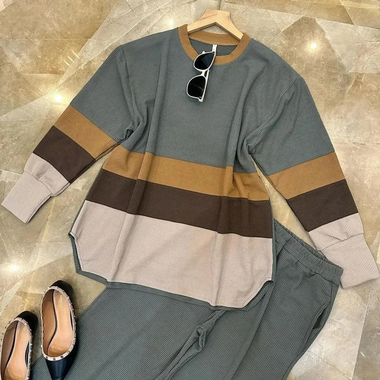 Setelan Wanita Model Kasual Terbaru Salsa Set Bahan Caramel Knite MC Fashion