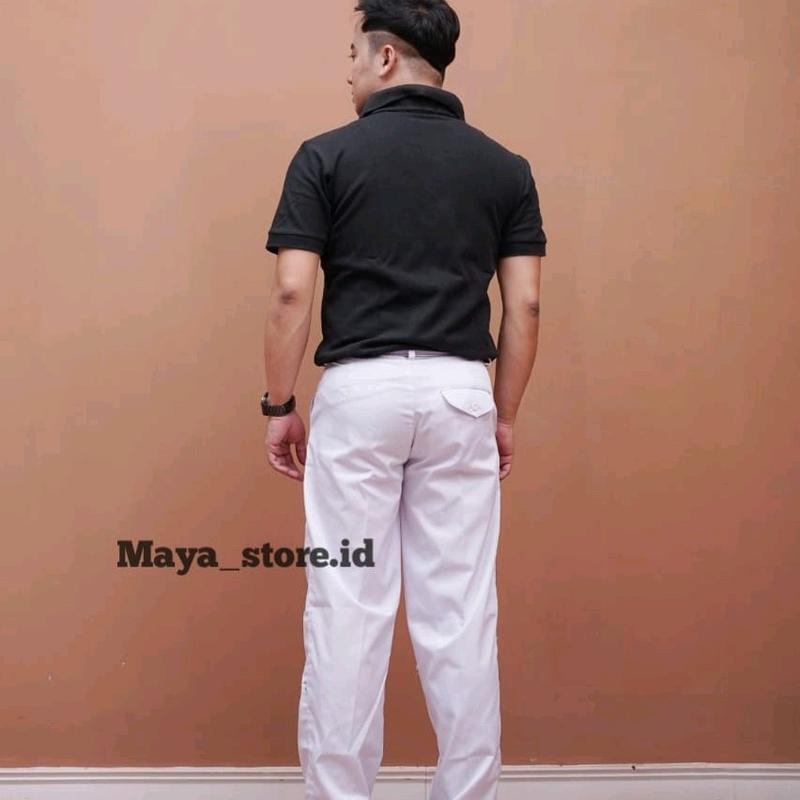 CELANA CELANA PUTIH BAHAN KATUN DRILL CELANA PRIA CELANA FORMAL KANTOR CELANA SEKOLAH 3