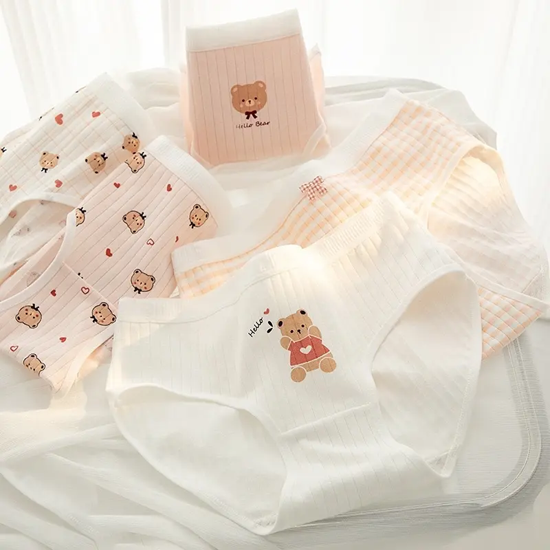 Combo 5 quần lót gấu cam chất cotton thoáng mát cho bé gái, học sinh, sinh viên dễ thương 3