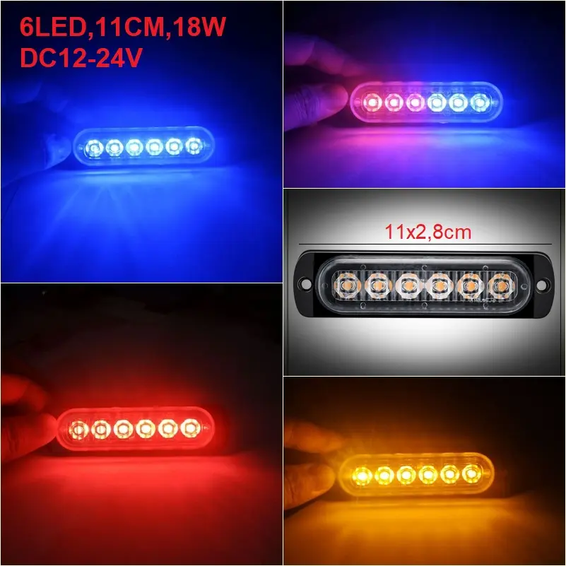 Đèn chớp 12 LED, 8 LED, 6 LED, 4 LED, đèn ưu tiên, cảnh báo khẩn, 16 chế độ nháy, DC12V-24V - DXZ