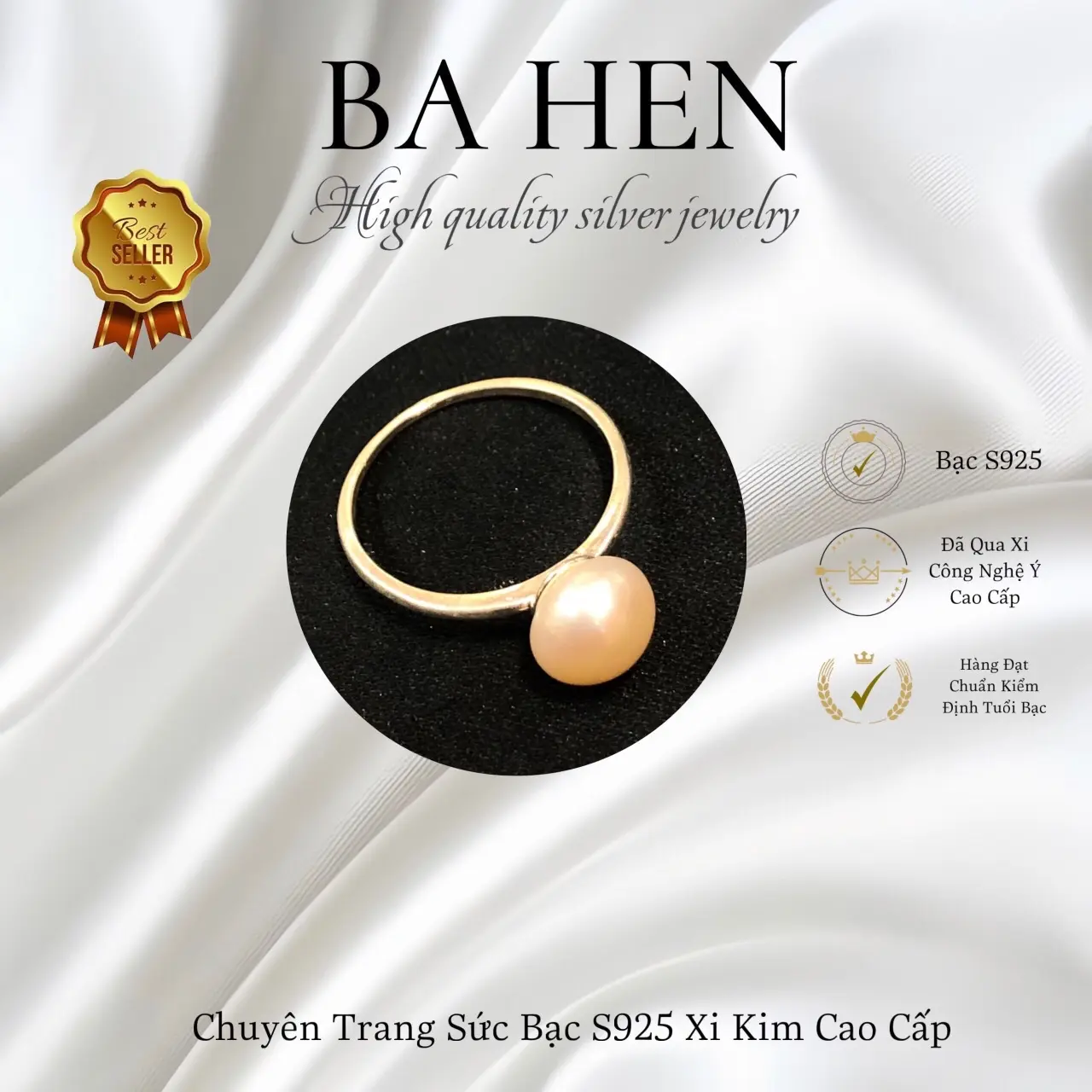Nhẫn Ngọc Trai Màu Hồng (Chưa Xi Kim) (NNT) HỒNG