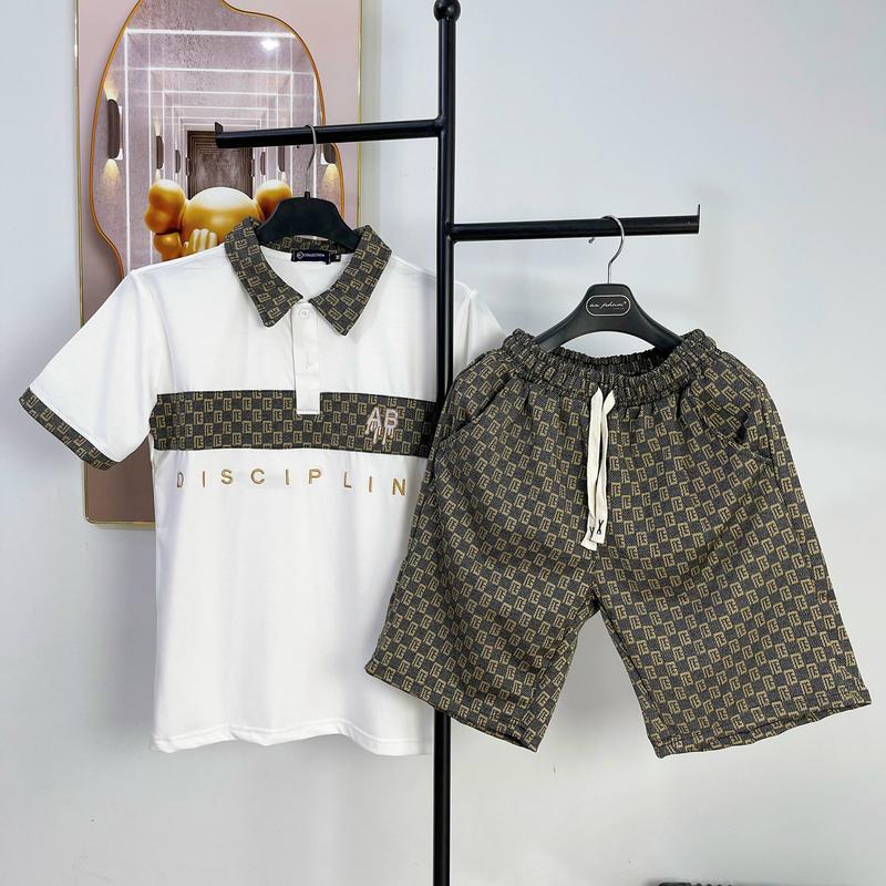 Set bộ áo thun nam nữ cổ trụ phối, quần umi mẫu mới chất thun mát chuẩn form Menswear Trắng