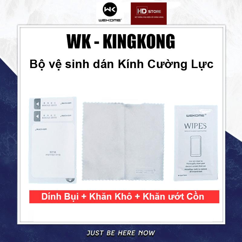 Bộ vệ sinh lau màn hình dán Kính cường lực hãng WK KingKong Wekome 3in1 Điện Thoại Iphone : Khăn + Giấy Cồn + Dính hút bụi