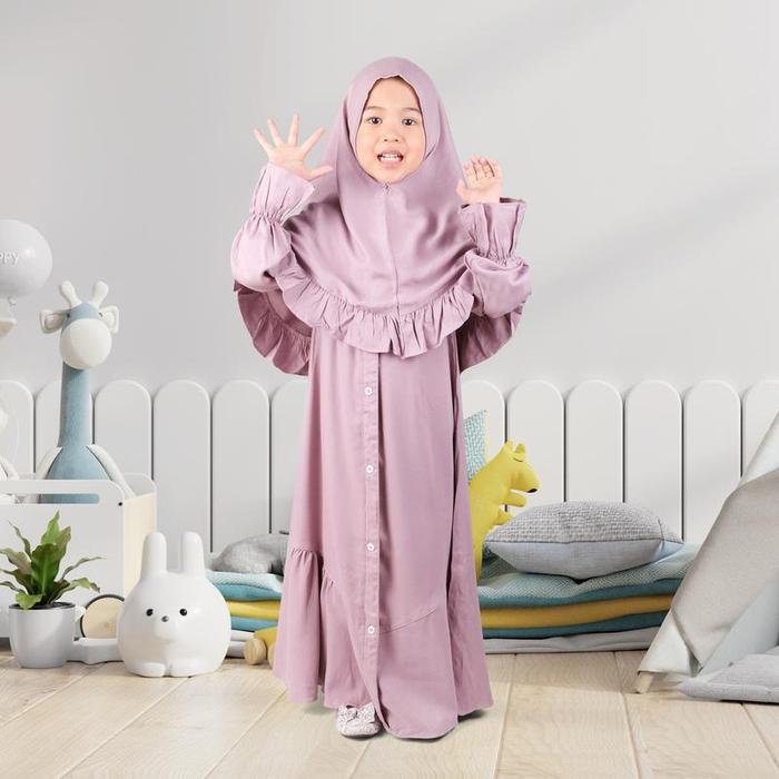 Gambar Syalu Setelan Gamis Anak Perempuan Terbaru Usia 1-3 Tahun JASMIN Muslim Baju - THISTLE PURPLE, M dari syalu Kota Sukabumi 4 Tokopedia