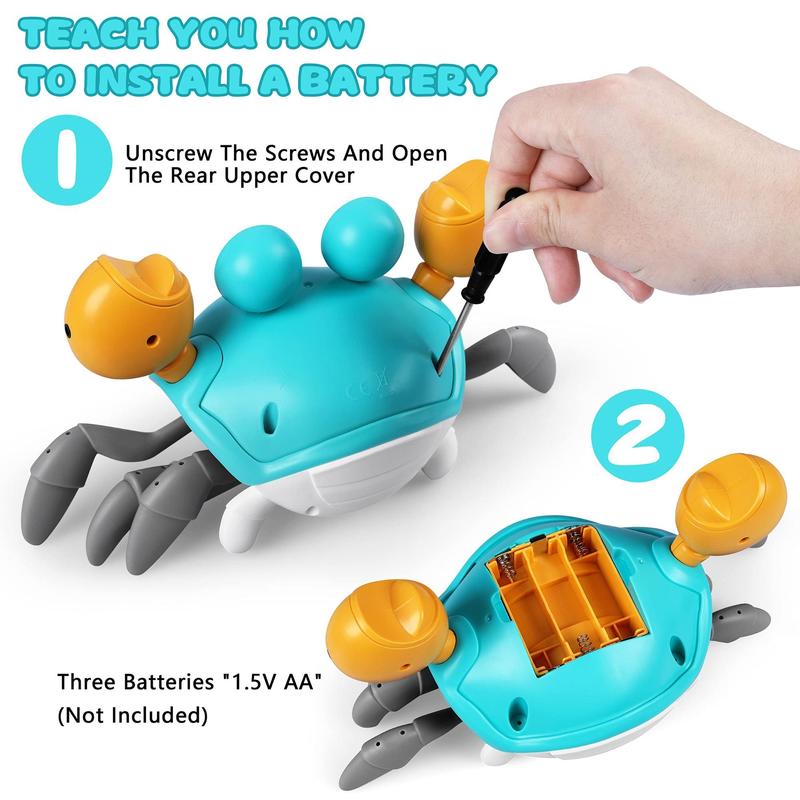 Electric Crawling Crab Design Toy, Automatic Avoidance Walking Sensory Toy with Music, Cute Interactive Musical Play Toy, Summer Gift, Fidget Toys, Birthday Gifts, Gift, Gifts for Best Friend, Gift for Her, Girl's Gift, Family Fun Toy, Play, Animals Toys 6