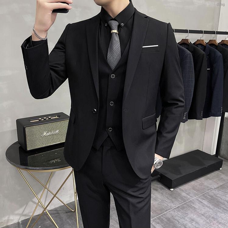 <Tặng cavat> VEST nam cao cấp - Bộ vest đen - Quần đai tăng chỉnh cạp 2