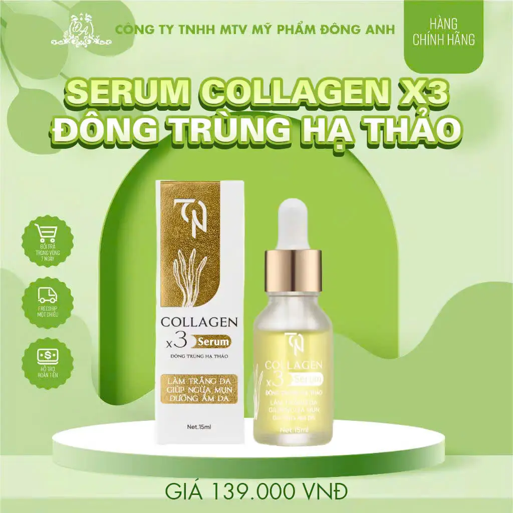 Tinh chất SERUM COLLAGEN X3 CHIẾT XUẤT ĐÔNG TRÙNG HẠ THẢO 2024  - MỸ PHẨM ĐÔNG ANH
