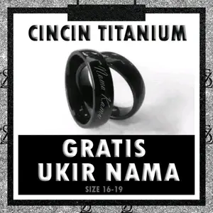 CINCIN TITANIUM PRIA WANITA HITAM ANTIN KARAT TIDAK LUNTUR COSTUM NAMA Rings
