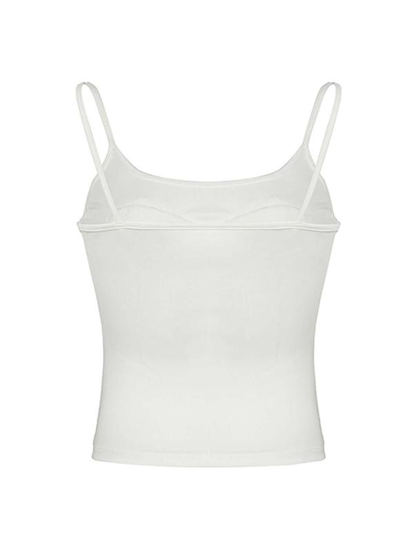 Women's Plain Contrast  Lace Backless Cami Top, Casual Spaghetti Strap Top for Summer, Ladies Clothes for Daily Wear 1