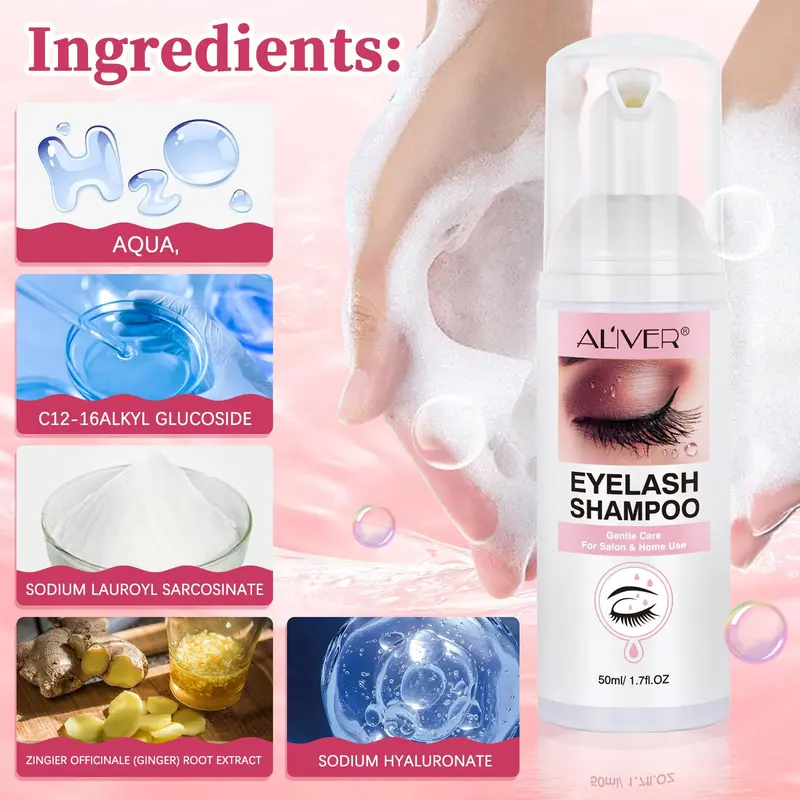 Eyelash Cleaning Shampoo, 1 Set Eyelash Cleaning & Nourishing Shampoo, Eye Makeup Remover, Professional Eye Makeup Remover for Women 2