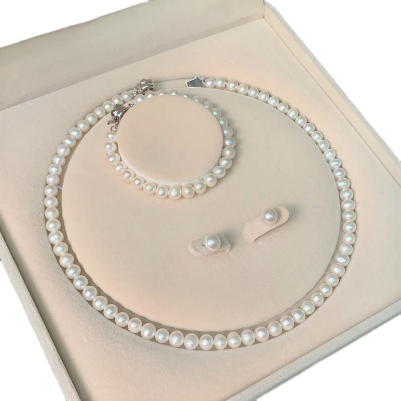 Bộ vòng ngọc trai 6ly viên đều hạt bóng đẹp ít vết tỳ tự nhiên