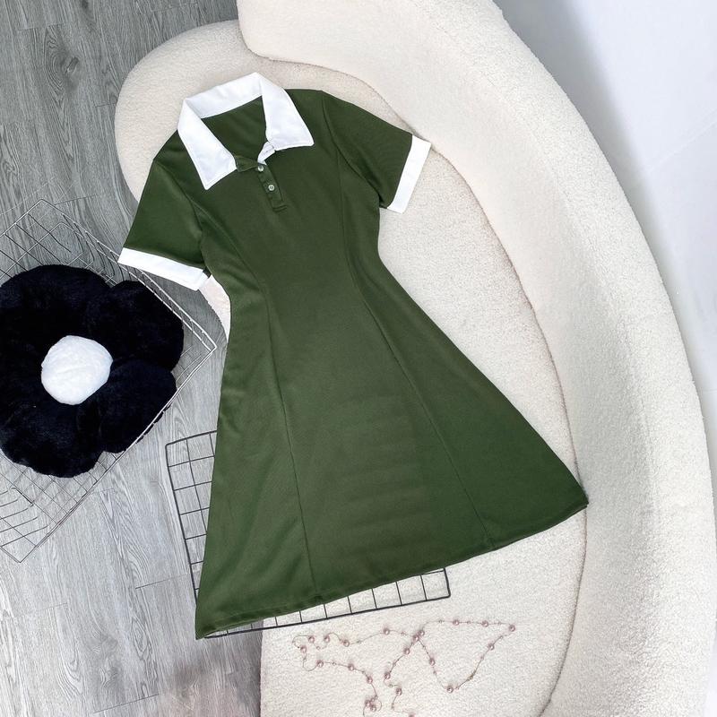 Đầm polo bigsize gân tăm nỉ dày dặn co giản tốt cho nữ chupby (60-95kg) g228 2