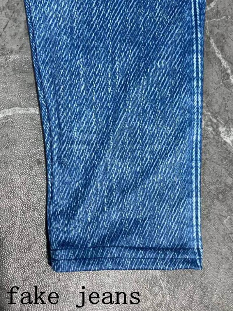 Plus Size Denim-Effect Print High Waist Blue Leggings, Womenswear ...