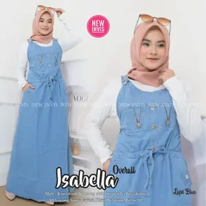 Isabella Overall Rok Jeans - Jumpsuit Jeans - Baju Kodok Wanita - Outer Muslim