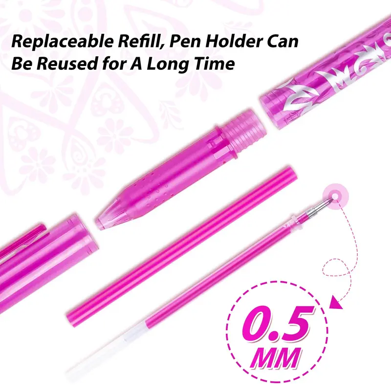 Erasable Gel Pen, 8 Counts 0.5mm Erasable Ballpoint Pen with Eraser, Writing Stationery for Students School Office Home, Ballpen Set 3